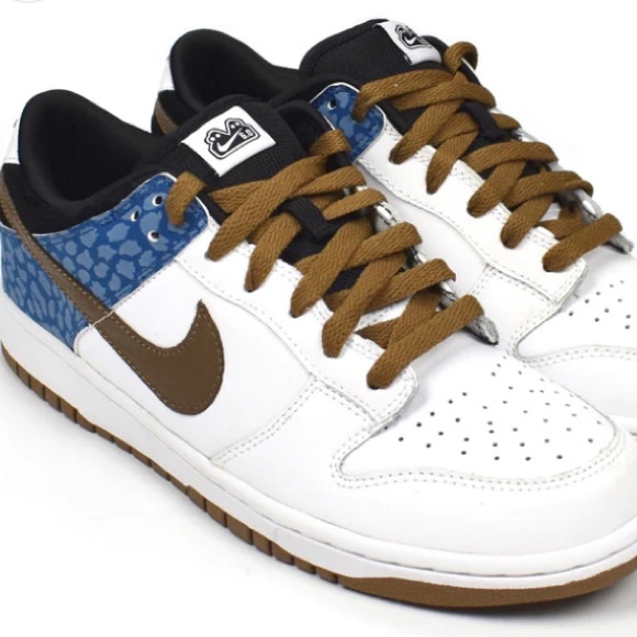 NWT Nike Dunk Low NKE 6.0 Mad Cow White Blue Sneakers Mens 8.5 2008 DS AUTHENTIC - Picture 3 of 4